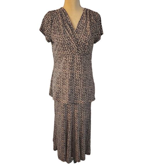 Ratio By Liz Claiborne Women's 2pc Blouse & Skirt Black Cream White Bobo Medium - Picture 1 of 6